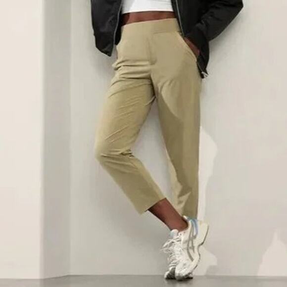 Athleta Brooklyn Mid Rise Ankle Pant Khaki Olive Branch Featherweight Stretch - Picture 5 of 10